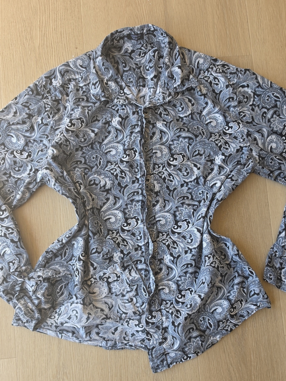 Grey & White Paisley Button-Down Shirt